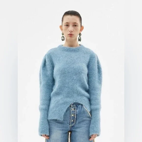 ANDERSSON BELL Roya Alpaca Puff Sleeve Sweater - Sky Blue - Picture 1 of 13